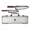 Shun Kohen Anniversary 2 Pc. Set: Utility 6" W/Leather Sheath, Chef's 8" W/Leather Sheath, Foam-lined Metal Case W/Handle